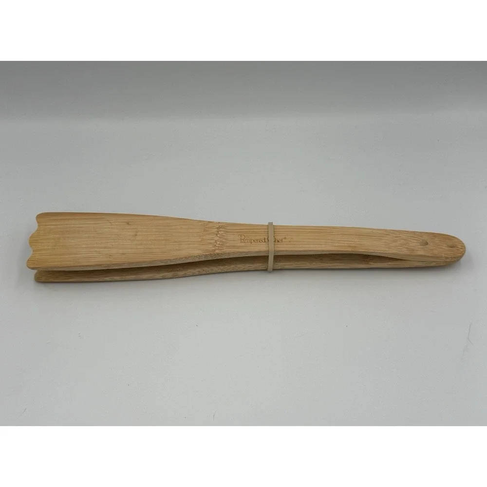 Pampered Chef Heavy Wooden Tongs 13.5